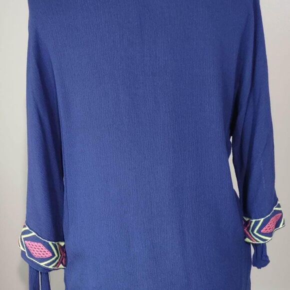 Small Umgee Long Sleeves Blue  Colorful Lace tribal boutique blouse C3140 - Picture 2 of 6